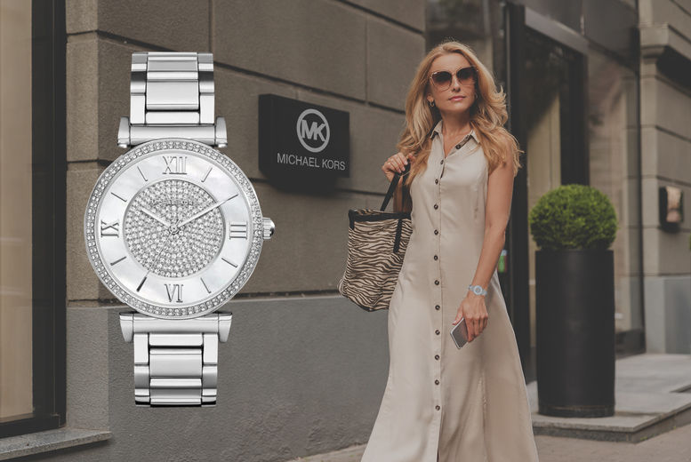 Michael Kors Catlin Silver Dial Silver Steel Strap Watch for Women - MK3355