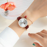 Emporio Armani Meccanico Automatic Silver Dial Burgundy Leather Strap Watch For Women - AR60044