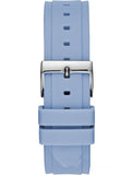 Guess Confetti Crystal Silver Dial Blue Rubber Strap Watch For Women - W1098L3