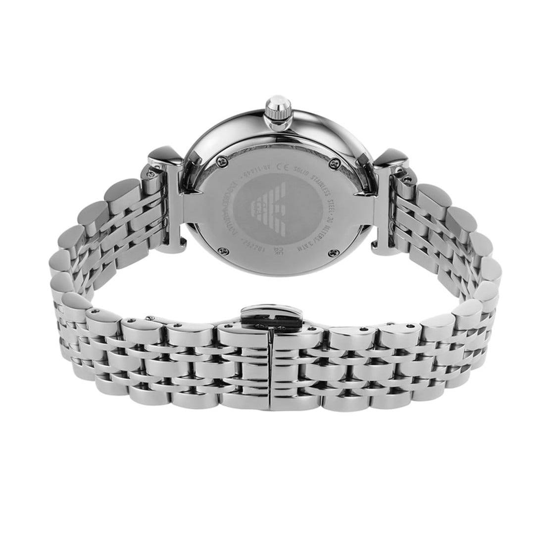 Emporio Armani Gianni T-Bar Quartz Silver Dial Silver Steel Strap Watch For Women - AR11445