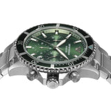 Emporio Armani Diver Chronograph Green Dial Silver Steel Strap Watch For Men - AR11500