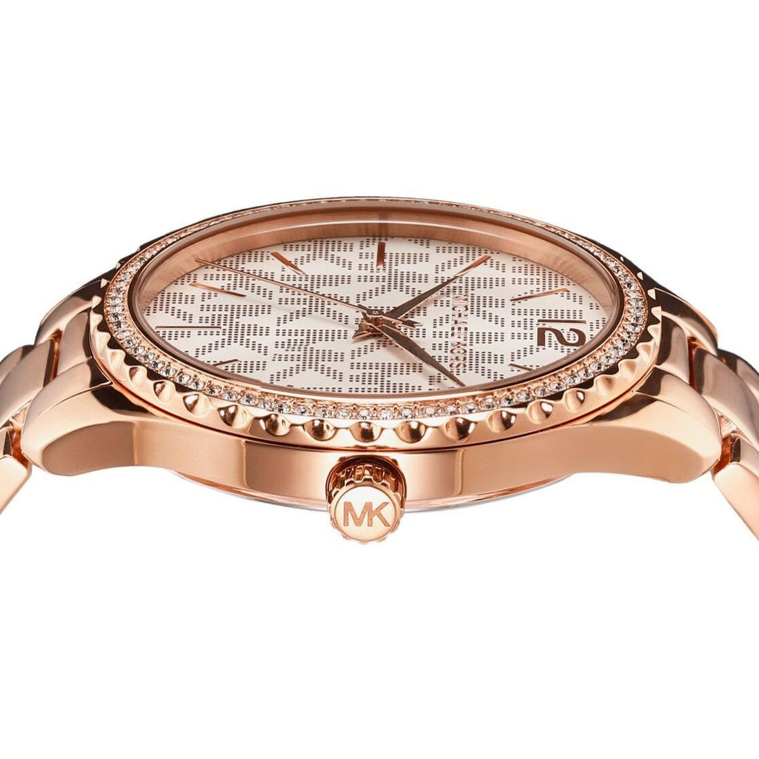 Michael Kors Layton Three Hand Silver Dial Rose Gold Steel Strap Watch For Women - MK7297