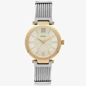 Guess Soho Diamonds Silver Dial Silver Mesh Bracelet Watch for Women - W0638L7