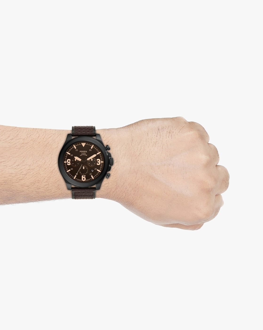 Fossil Nate Chronograph Brown Dial Brown Leather Strap Watch for Men - JR1511