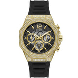Guess Momentum Chronograph Diamonds Black Dial Black Silicone Strap Watch For Men - GW0518G2