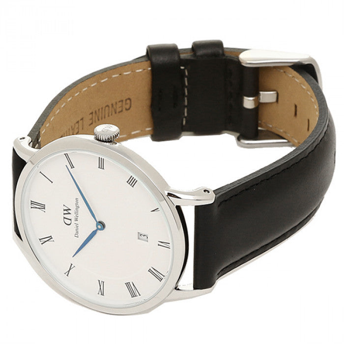 Daniel Wellington Dapper Sheffield White Dial Black Leather Strap Watch For Men - DW00100088