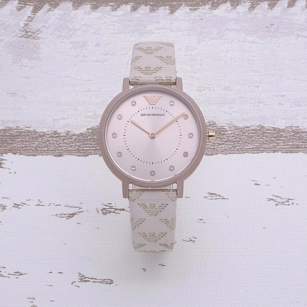 Emporio Armani Kappa Quartz Rose Gold Dial Pink Leather Strap Watch For Women - AR11010