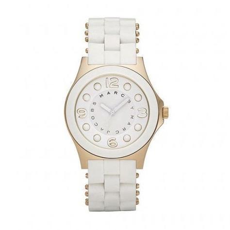 Marc Jacobs Dress White Dial White Silicone Strap Watch for Women - MBM2500