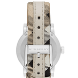 Burberry The City White Dial Beige Leather Strap Watch for Women - BU9132