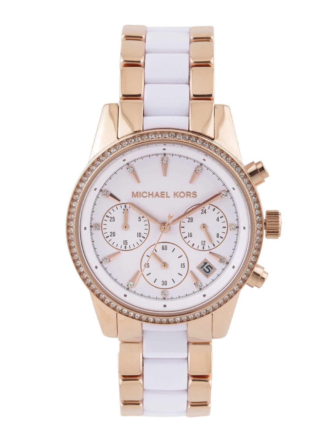 Michael Kors Ritz White Dial Two Tone Steel Strap Watch for Women - MK6324