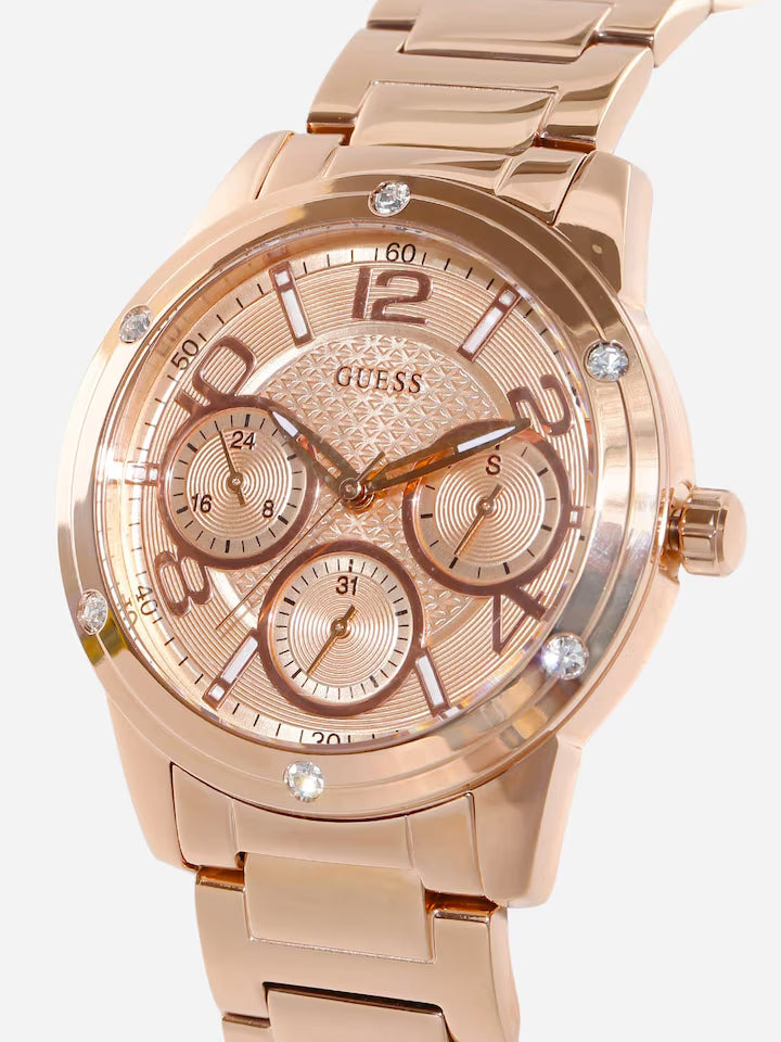 Guess Studio Rose Gold Dial Rose Gold Steel Strap Watch For Women - W0778L3