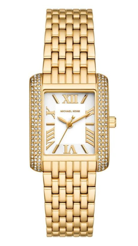 Michael Kors Emery Pave Double Wrap White Dial Gold Steel Strap Watch for Women - MK4833