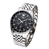 Emporio Armani Team Italia Chronograph Black Dial Silver Steel Strap Watch For Men - AR5983