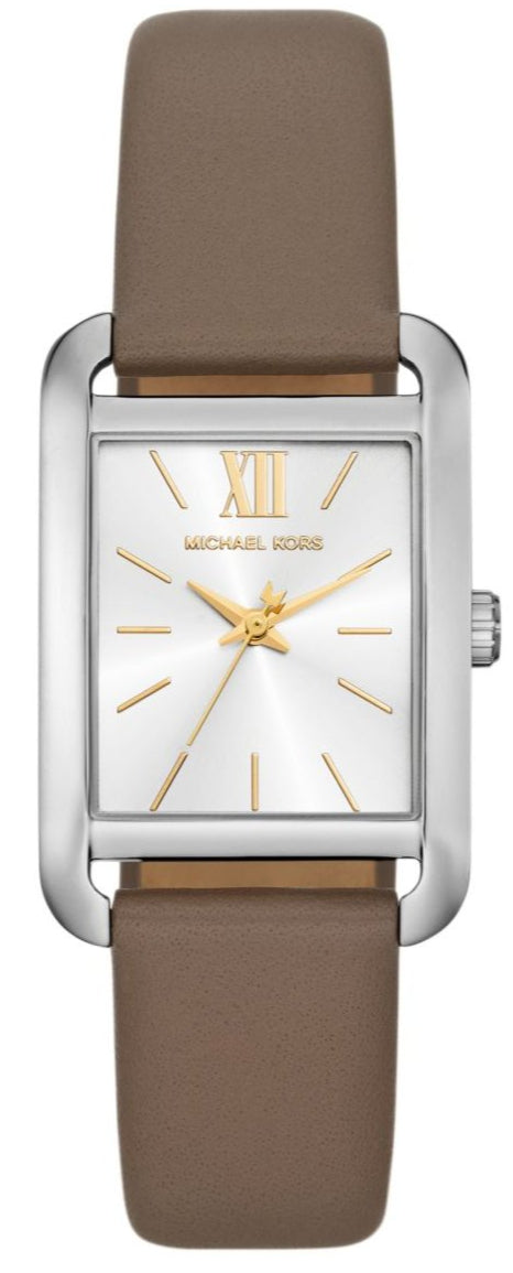 Michael Kors Monroe Three Hand Silver Dial Grey Leather Strap Watch for Women - MKO1030