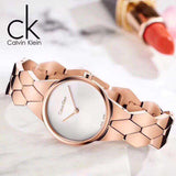 Calvin Klein Snake Silver Dial Rose Gold Steel Strap Watch For Women - K6E23646