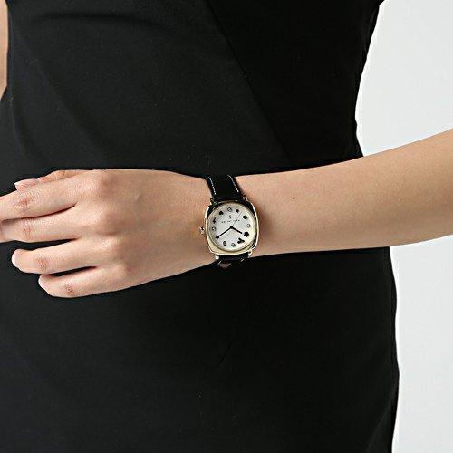 Marc Jacobs Mandy White Dial Black Leather Strap Watch for Women - MJ1564