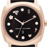 Marc Jacobs Mandy Black Dial Black Leather Strap Watch for Women - MJ1565