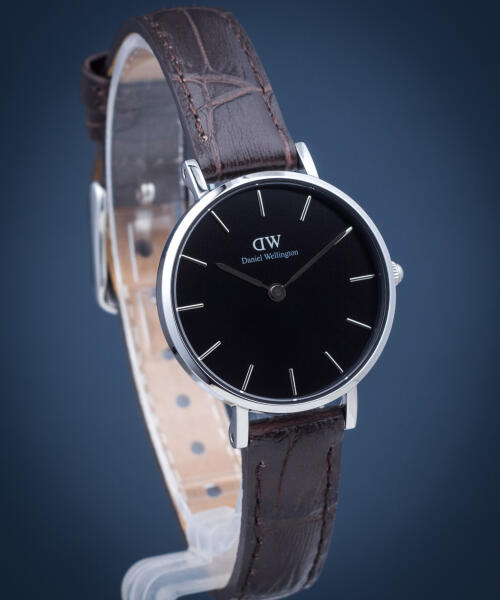 Daniel Wellington Classic Petite York Black Dial Brown Leather Strap Watch For Women - DW00100238