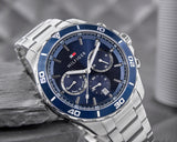 Tommy Hilfiger Jordan Chronograph Blue Dial Silver Steel Strap Watch For Men - 1792094