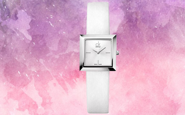 Calvin Klein Mark Silver Dial White Leather Strap Watch for Women - K3R231L6