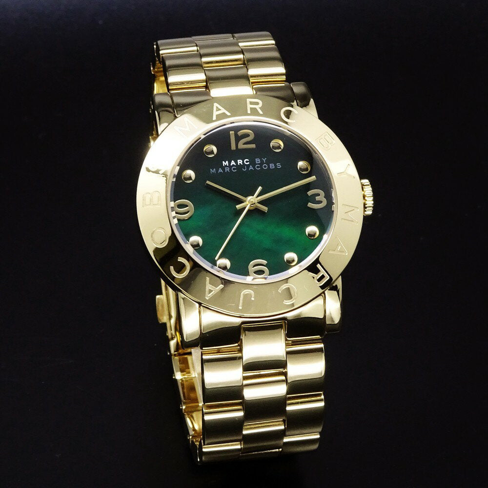 Marc Jacobs Amy Green Dial Gold Steel Strap Watch for Women - MBM8619