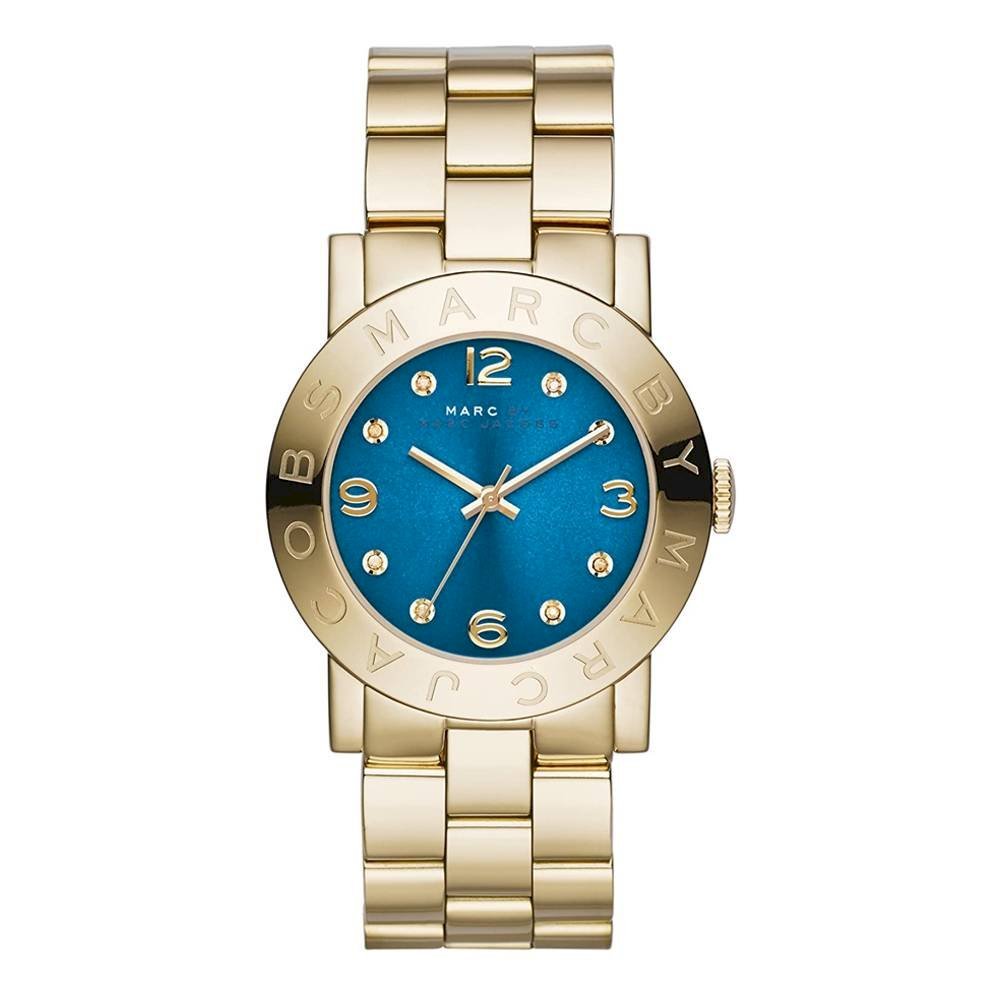 Marc Jacobs Amy Blue Dial Gold Steel Strap Watch for Women - MBM3303