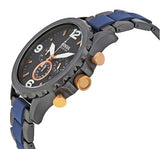 Fossil Nate Chronograph Blue Dial Two Tone Steel Strap Watch for Men - JR1494