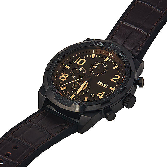Fossil Bronson Chronograph Brown Dial Brown Leather Strap Watch for Men - FS5713