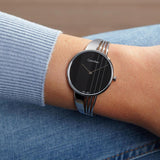 Calvin Klein Drift Black Dial Silver Steel Strap Watch for Women - K6S2N111