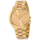 Michael Kors Slim Runway Pink Dial Two Tone Steel Strap Watch for Women - MK3493