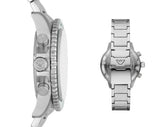 Emporio Armani Diver Chronograph Green Dial Silver Steel Strap Watch For Men - AR11500