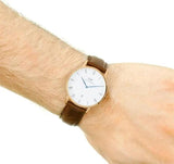 Daniel Wellington Dapper Bristol White Dial Brown Leather Strap Watch For Men - DW00100086