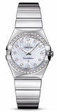 Omega Constellation Quartz Diamonds Silver Dial Silver Steel Strap Watch for Women - 123.15.27.60.55.004