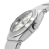 Omega Constellation Quartz Diamonds Silver Dial Silver Steel Strap Watch for Women - 123.15.27.60.55.004