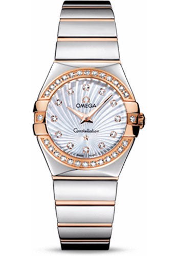 Omega Constellation Diamonds Mother of Pearl Dial Two Tone Steel Strap Watch for Women - 123.25.27.60.55.006