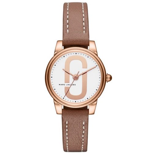 Marc Jacobs Corie White Dial Brown Leather Strap Watch for Women - MJ1581