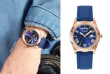 Guess Connoisseur Blue Dial Blue Silicone Strap Watch For Men - GW0335G2
