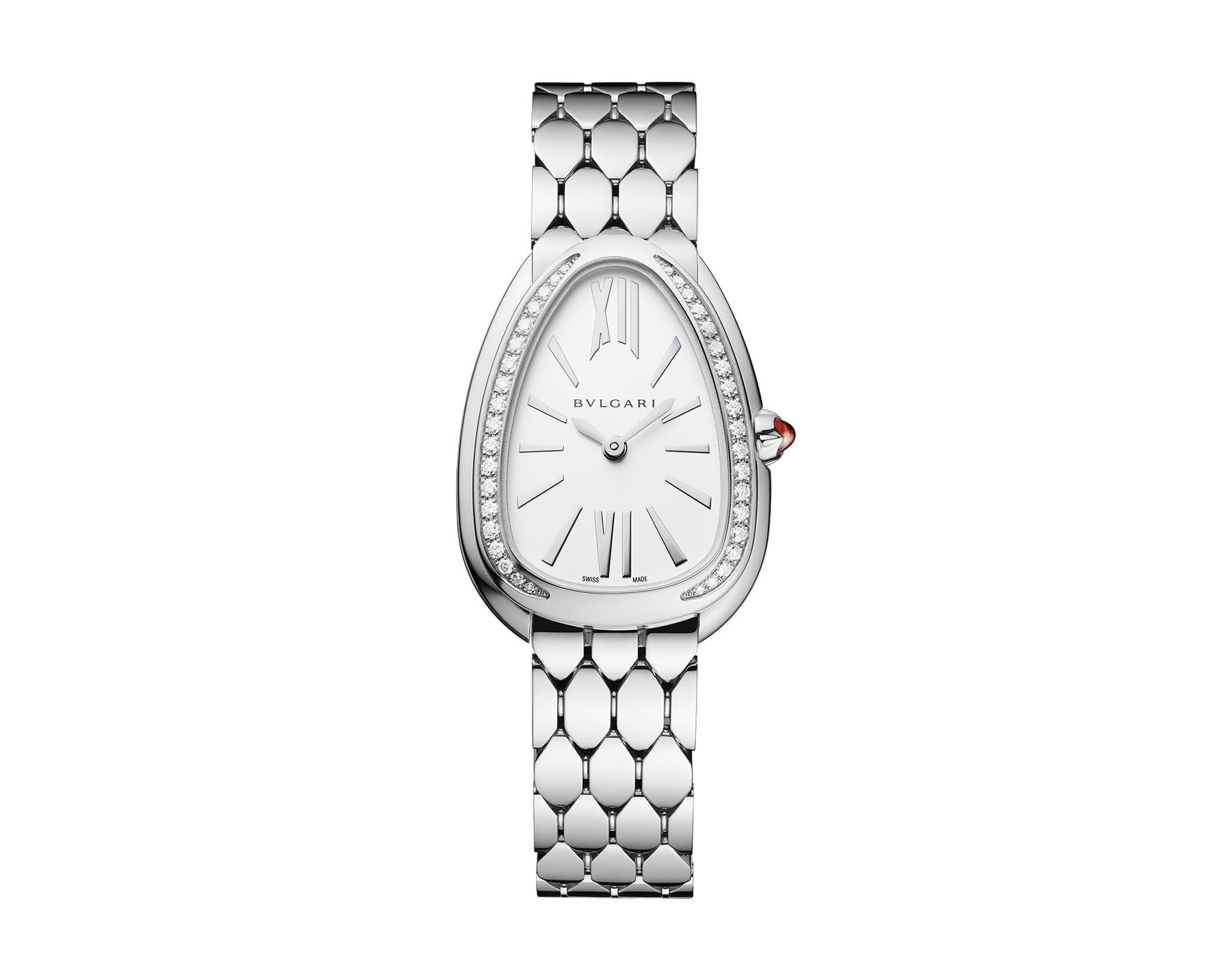 Bvlgari Serpenti Seduttori Diamonds Silver Dial Silver Steel Strap Watch for Women - SERPENTI103361