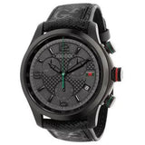 Gucci G Timeless Chronograph Black Dial Black Leather Strap Watch For Men - YA126244