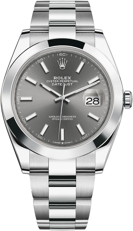 Rolex Datejust 41 Oyster Grey Dial Oystersteel Strap Watch for Men - M126300-0007