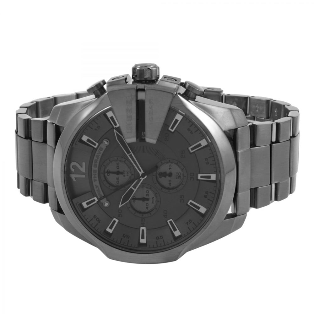 Diesel Mega Chief Chronograph Grey Dial Grey Steel Strap Watch for Men - DZ4282