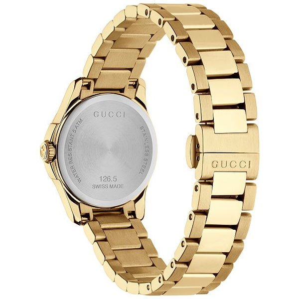 Gucci G Timeless Gold Dial Gold Steel Strap Watch For Women - YA126553