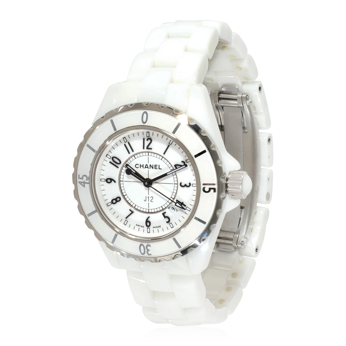 Chanel J12 Ceramic White Dial White Steel Strap Watch for Women - J12 H0968