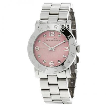Marc Jacobs Amy Life Pink Dial Silver Steel Strap Watch for Women - MBM3300