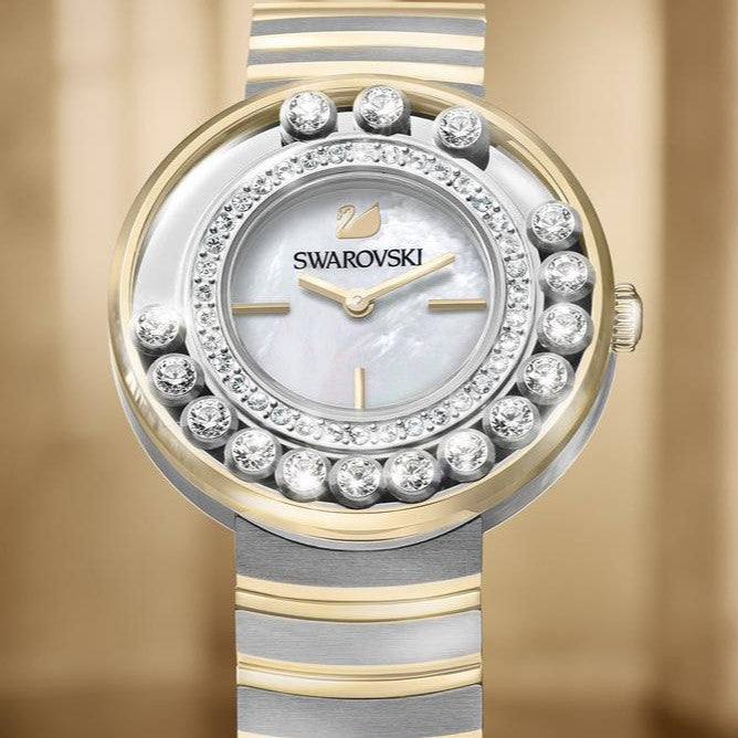 Swarovski Lovely Crystals Mother of Pearl Dial Two Tone Steel Strap Watch for Women - 1187022