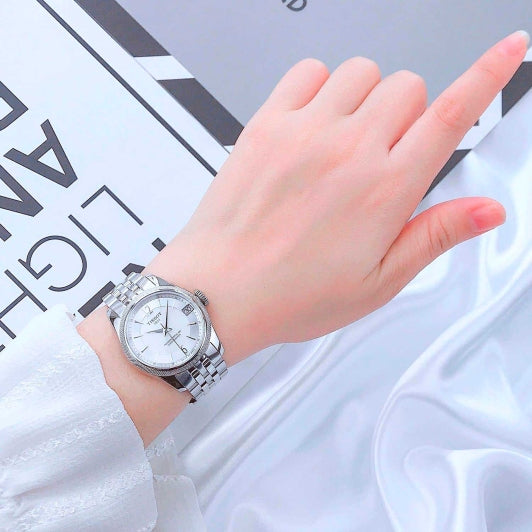 Tissot Ballade Powermatic 80 Automatic Mother of Pearl Dial Silver Steel Strap Watch For Women - T108.208.11.117.00