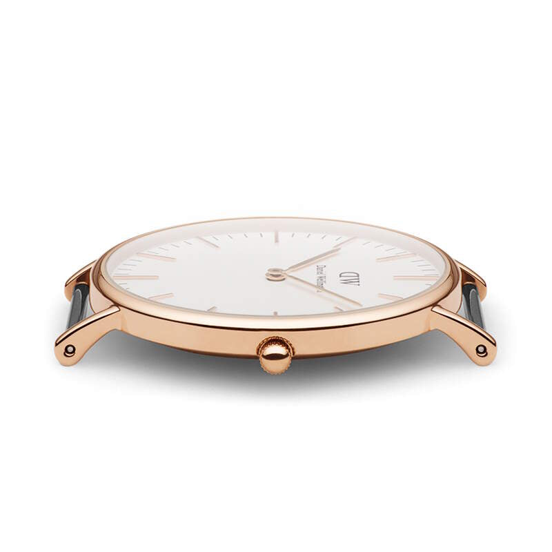 Daniel Wellington Classic Swansea White Dial Two Tone Nylon Strap Watch For Women - 0504DW