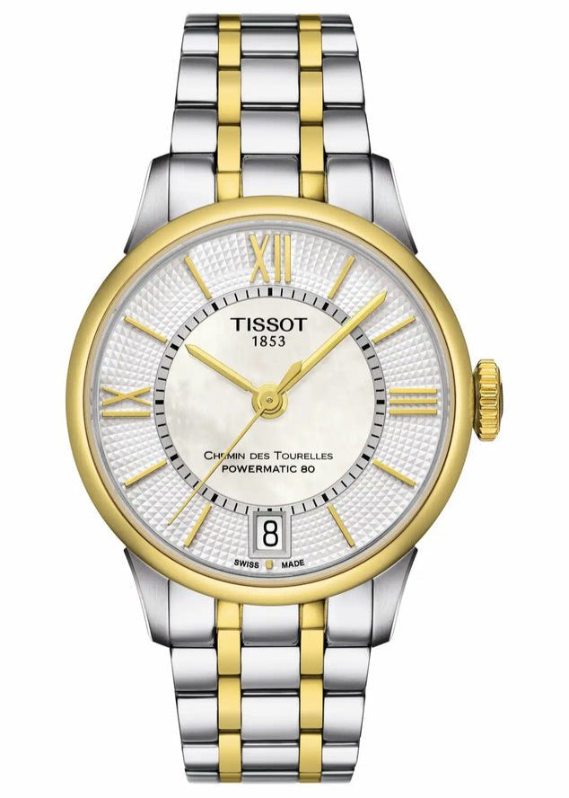 Tissot Chemin Des Tourelles Powermatic 80 Silver Dial Two Tone Steel Strap Watch For Men - T099.407.22.038.00