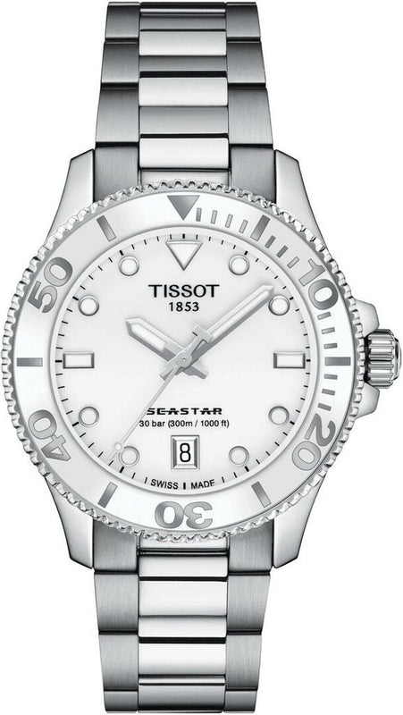 Tissot Seastar 1000 Lady White Dial Silver Steel Strap Unisex Watch - T120.210.11.011.00
