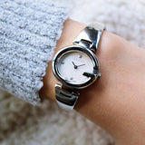 Gucci Guccissima Diamonds Mother of Pearl Dial Silver Steel Strap Watch For Women - YA134504